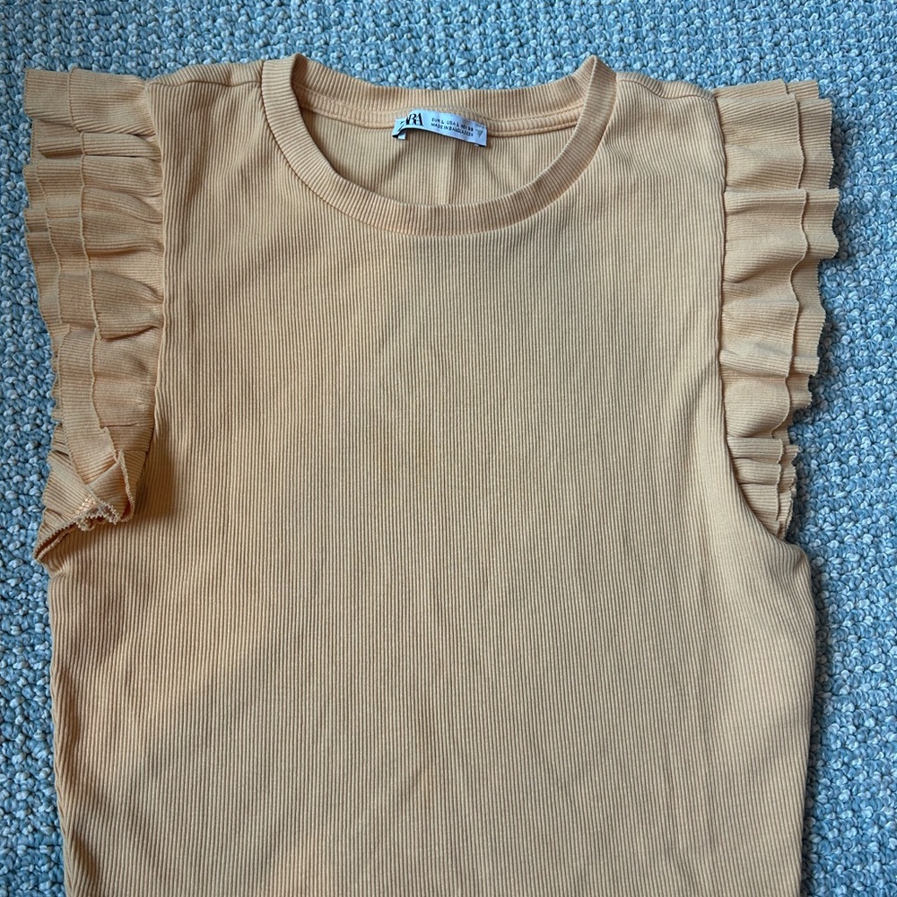 Zara Ruffled Sleeve Top in Warm Yellow